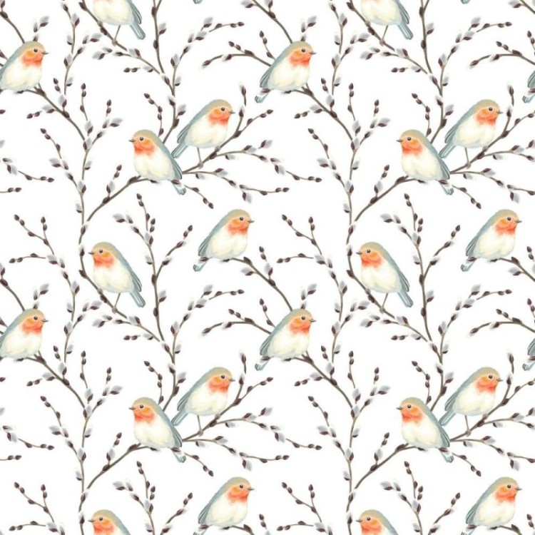 Papel de Parede Adesivo Passarinhos  N012124