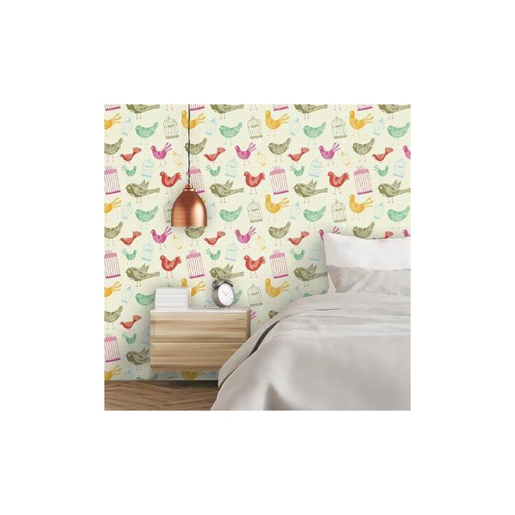Papel de Parede Adesivo Pássaros Coloridos 1024