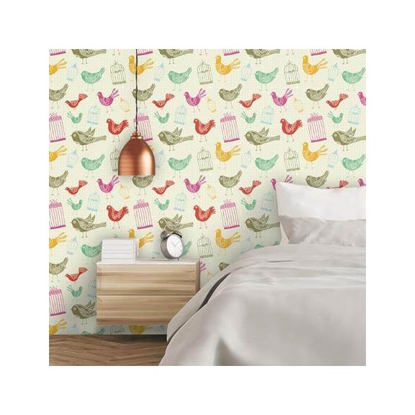 Papel de Parede Adesivo Pássaros Coloridos 1024