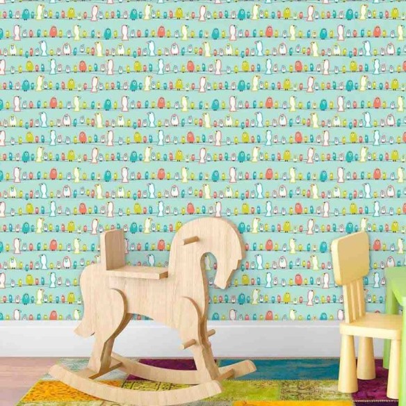 Papel de Parede Adesivo Pássaros Coloridos 1393