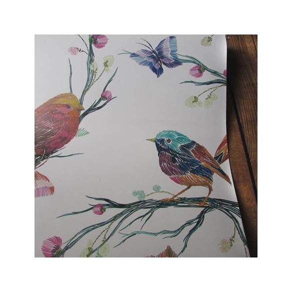 Papel de Parede Adesivo Pássaros Coloridos 592086791