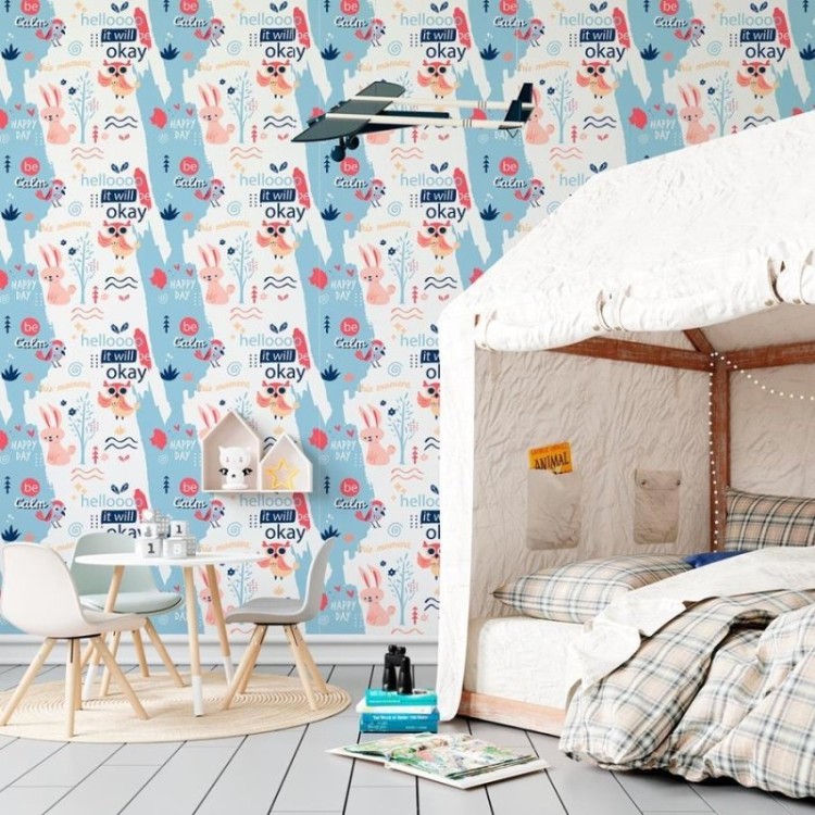 Papel de Parede Adesivo Pássaros e Colelhos N06161