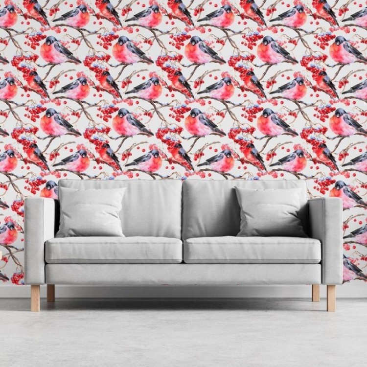 Papel de Parede Adesivo Pássaros em Aquarela...
