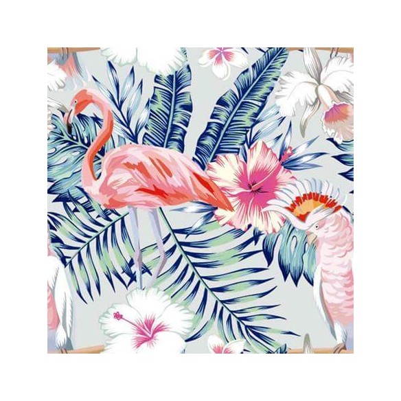 Papel de Parede Adesivo Pássaros Flamingo Floral 538460995