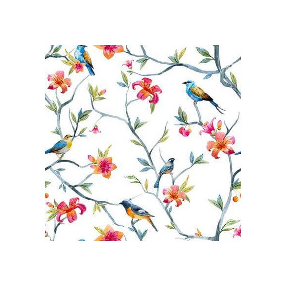 Papel de Parede Adesivo Pássaros Floral 397946116