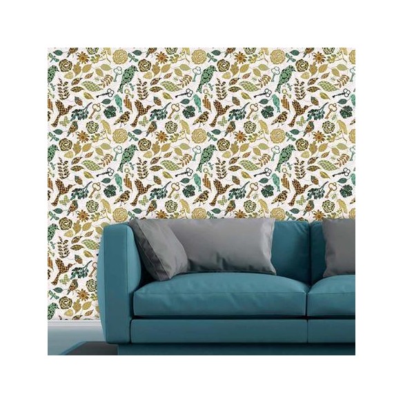 Papel de Parede Adesivo Pássaros Floral 681
