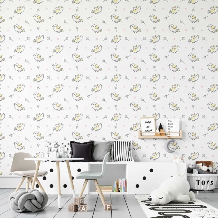 Papel de Parede Adesivo Pássaros Minimalistas...
