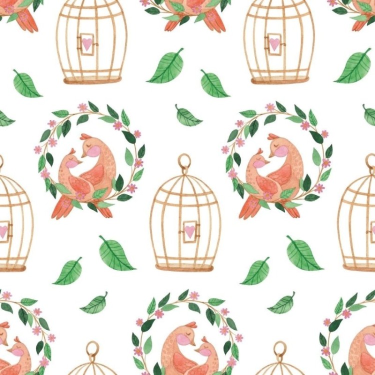 Papel de Parede Adesivo Pássaros no Jardim N018102