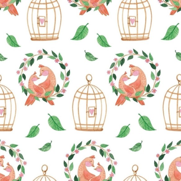 Papel de Parede Adesivo Pássaros no Jardim N018102