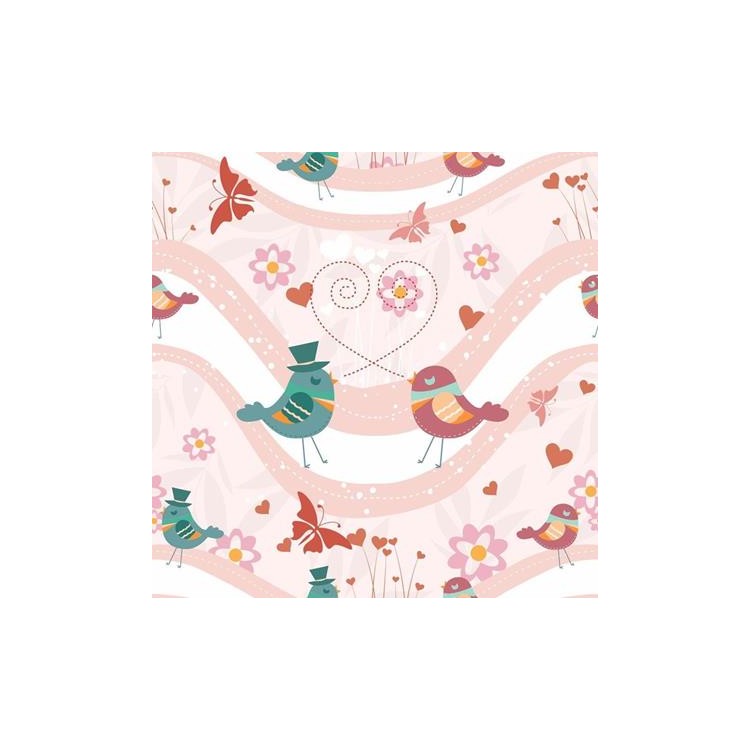 Papel de Parede Adesivo Pássaros Rosa 1157