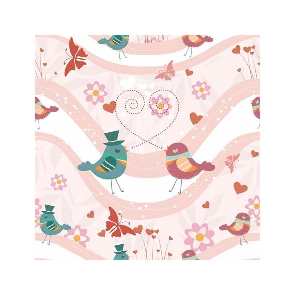 Papel de Parede Adesivo Pássaros Rosa 1157