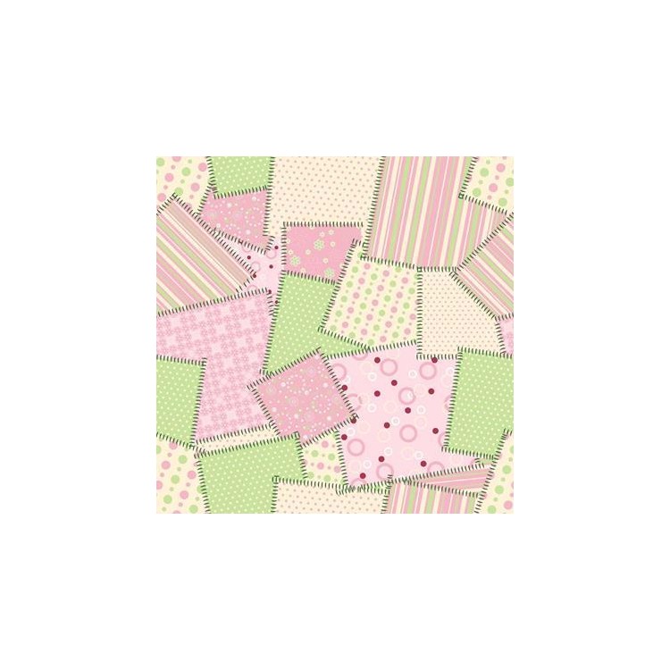 Papel de Parede Adesivo Patchwork Rosa Verde...