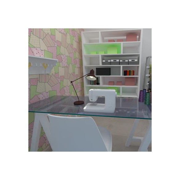 Papel de Parede Adesivo Patchwork Rosa Verde Fofo 44006782