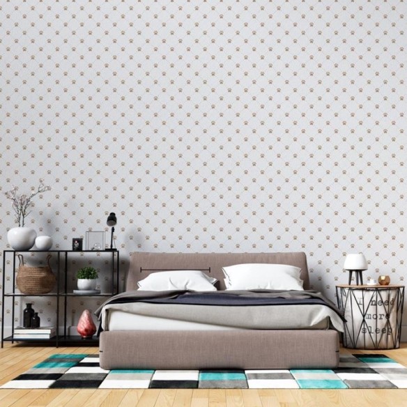 Papel de Parede Adesivo Patinhas Minimalistas Marrom N06174