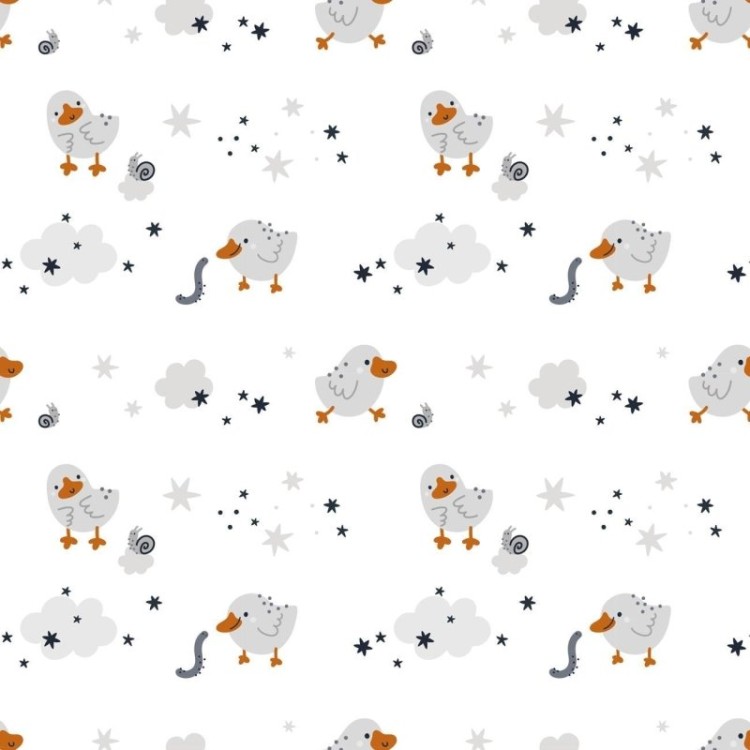 Papel de Parede Adesivo Patinhos Estrelas e...