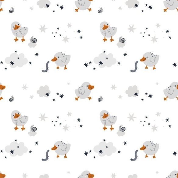 Papel de Parede Adesivo Patinhos Estrelas e Nuvens N06208