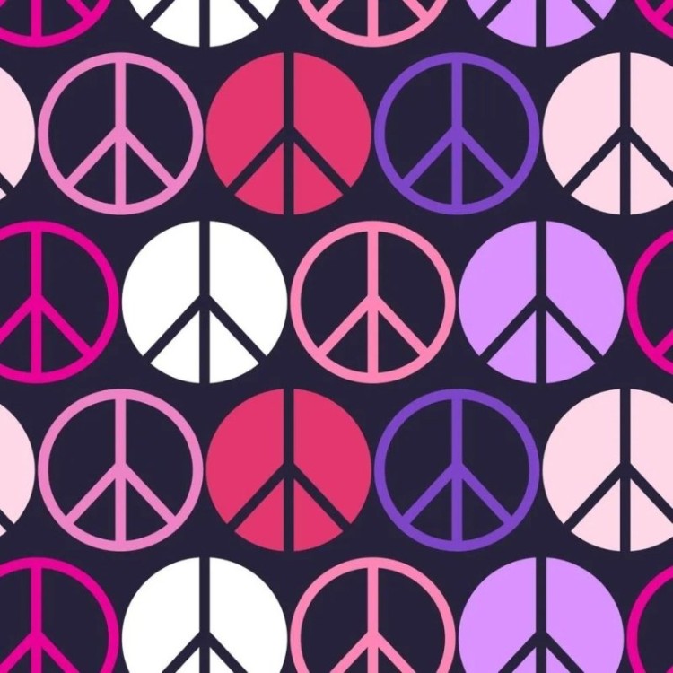 Papel de Parede Adesivo Paz e Amor Rosa  0203