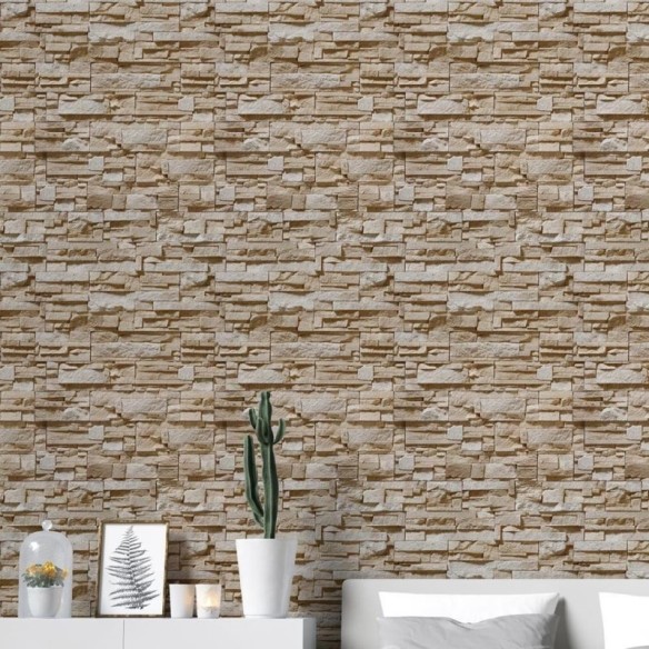 Papel de Parede Adesivo Pedras 3D Bege NP093