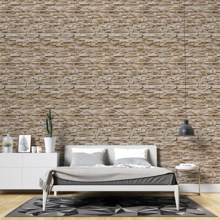 Papel de Parede Adesivo Pedras 3D Bege NP093