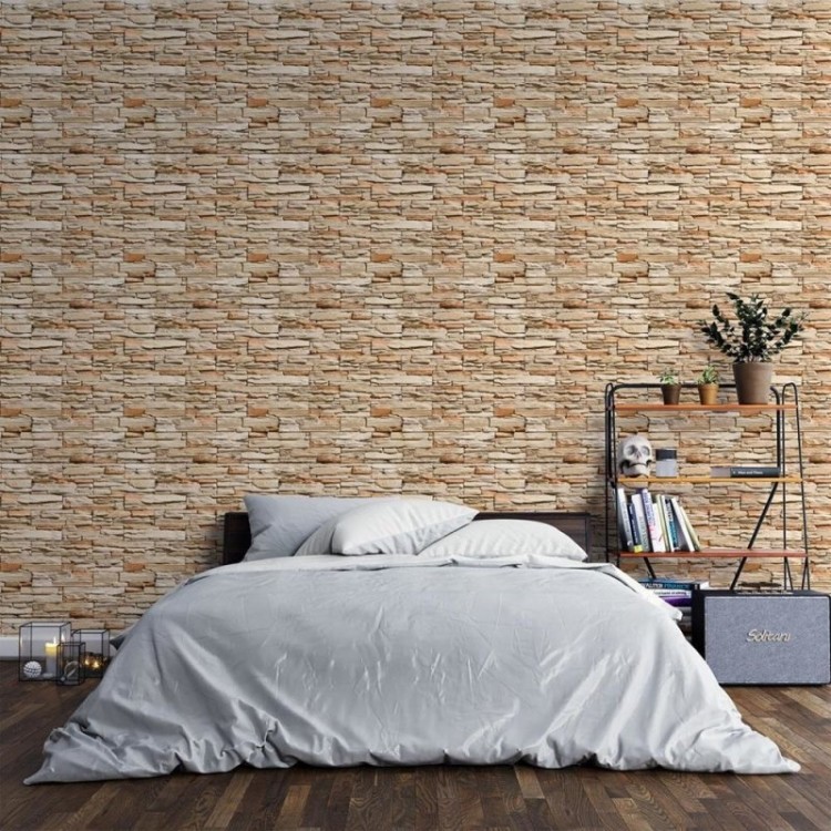 Papel de Parede Adesivo Pedras 3D Bege NP094