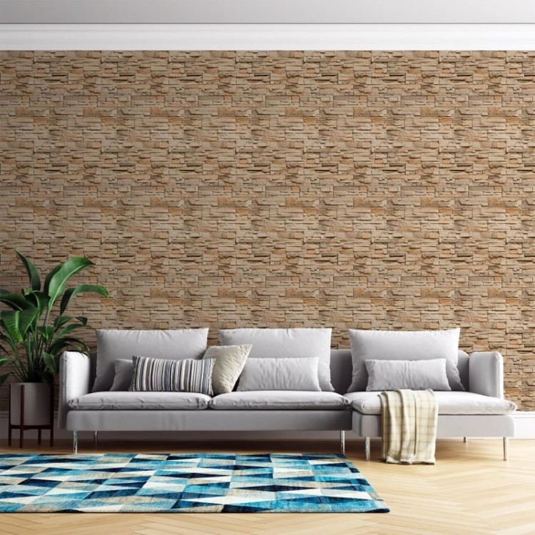 Papel de Parede Adesivo Pedras 3D Bege NP095
