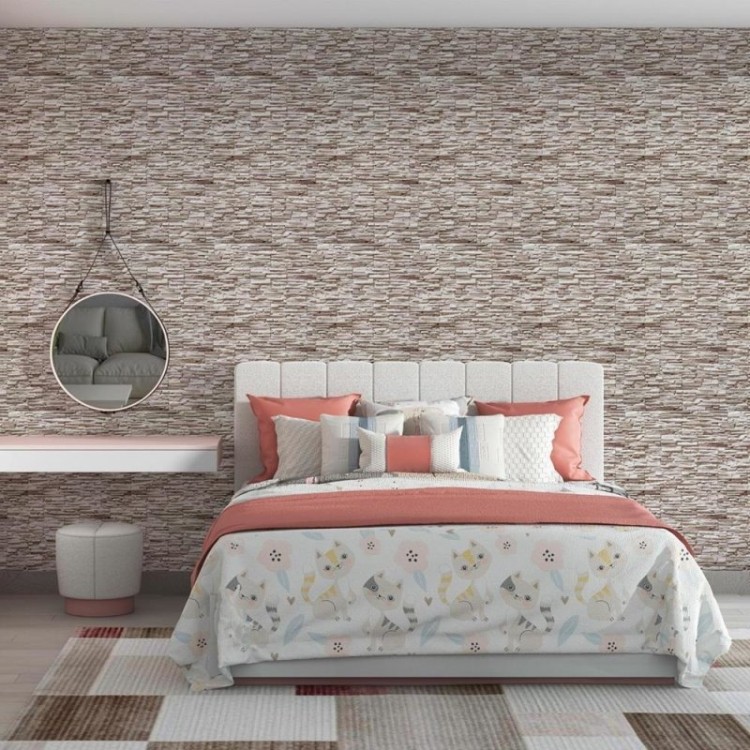 Papel de Parede Adesivo Pedras 3D Bege NP098