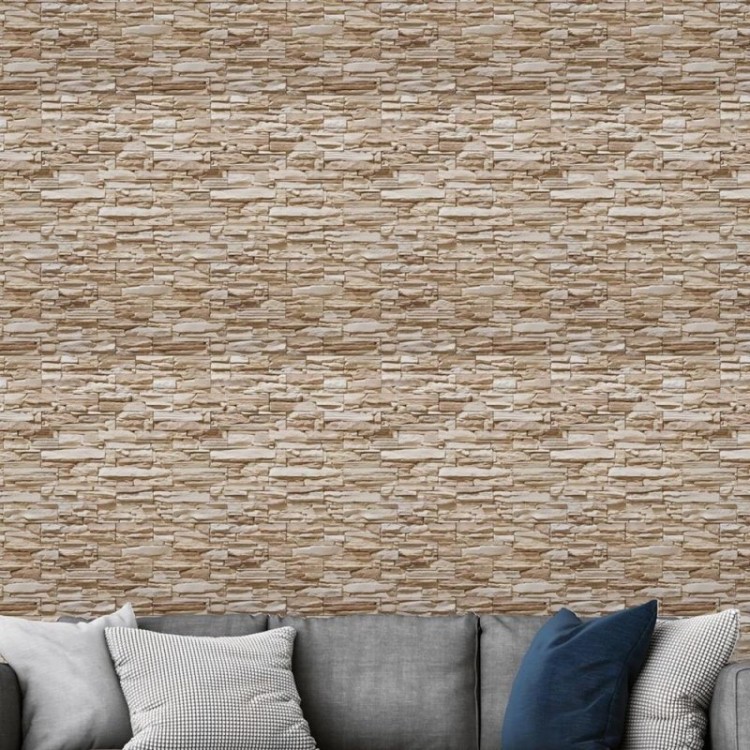 Papel de Parede Adesivo Pedras Bege 3D NP096