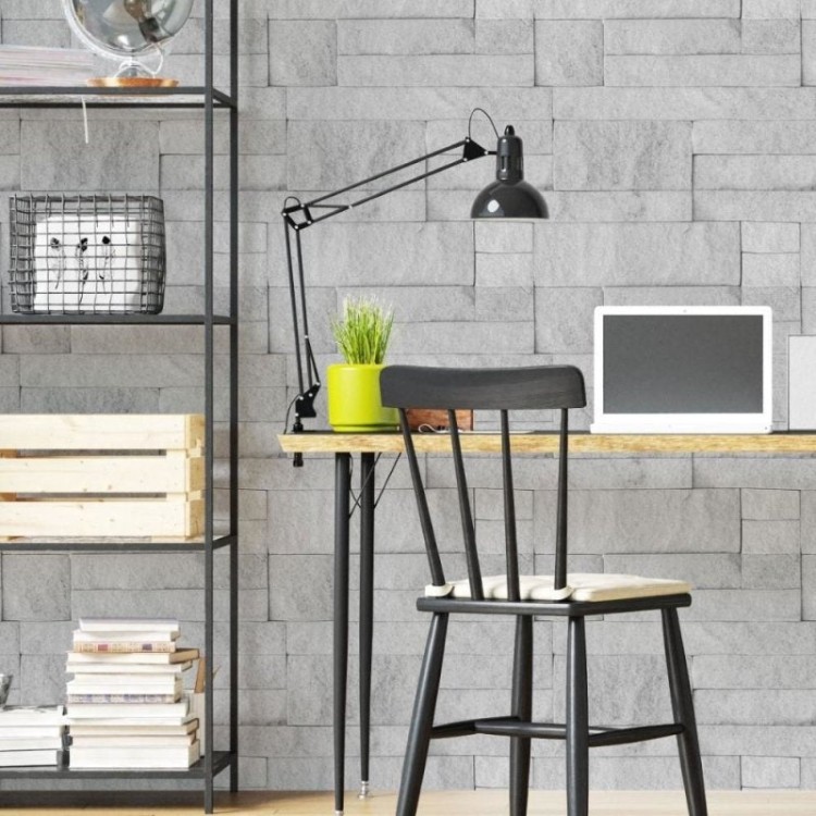 Papel de Parede Adesivo Pedras Gray Bricks N019065