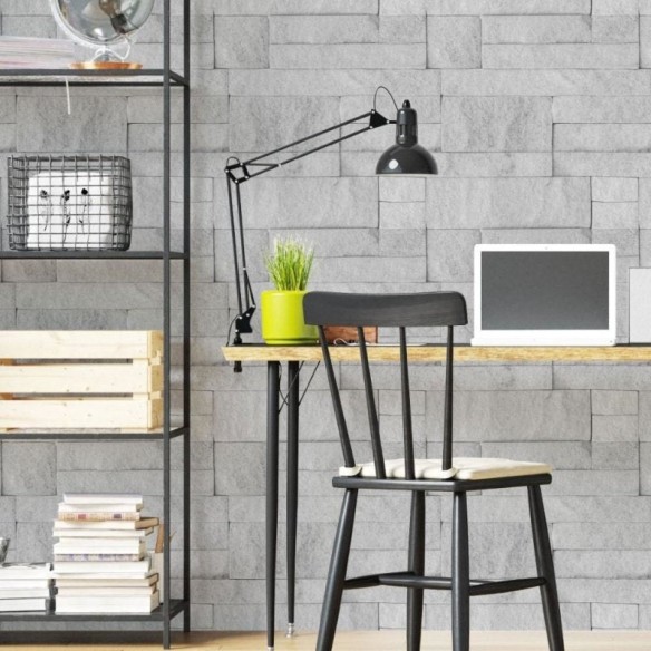 Papel de Parede Adesivo Pedras Gray Bricks N019065