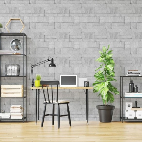 Papel de Parede Adesivo Pedras Gray Bricks N019065
