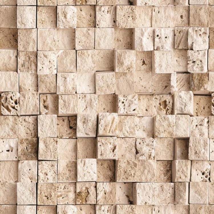 Papel de Parede Adesivo Pedras Quadradas 3D NP048