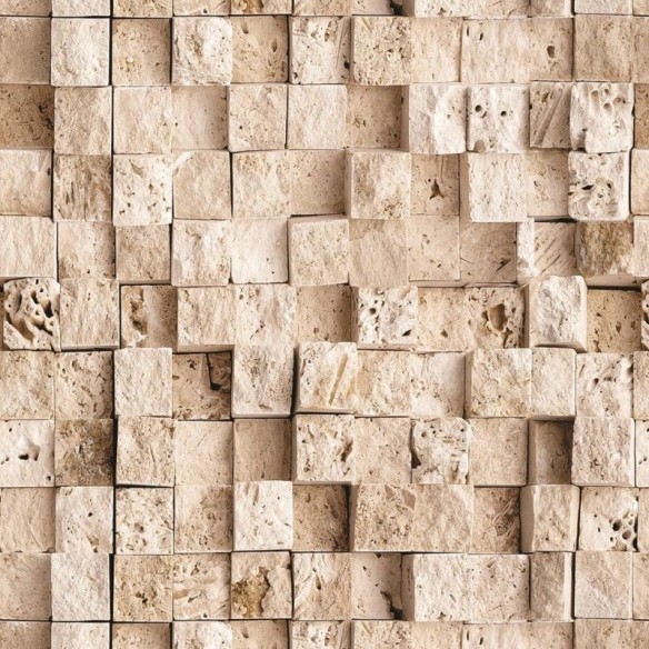 Papel de Parede Adesivo Pedras Quadradas 3D NP048