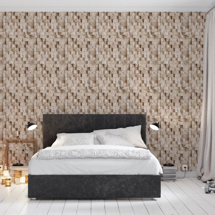 Papel de Parede Adesivo Pedras Quadradas 3D NP048