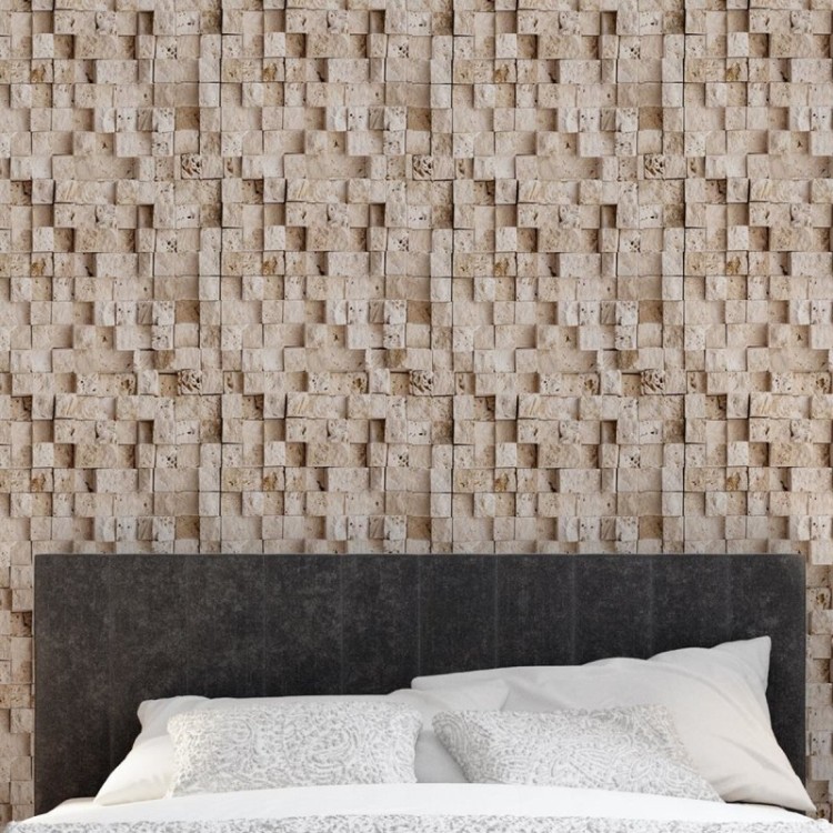 Papel de Parede Adesivo Pedras Quadradas 3D NP048
