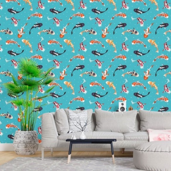 Papel de Parede Adesivo Peixes Carpas Golden Koi N015044