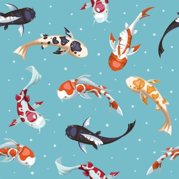 Papel de Parede Adesivo Peixes Carpas Golden Koi N015044