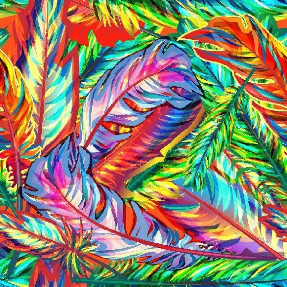 Papel de Parede Adesivo Penas Coloridas 73985878
