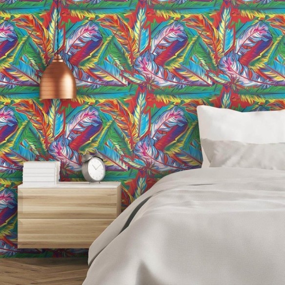 Papel de Parede Adesivo Penas Coloridas 73985878
