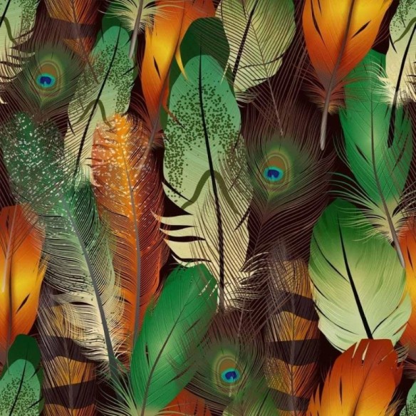 Papel de Parede Adesivo penas de pavão  N014051