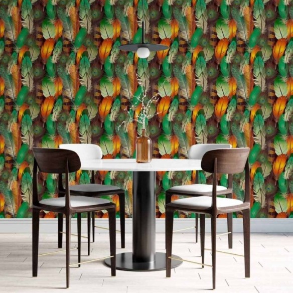 Papel de Parede Adesivo penas de pavão  N014051