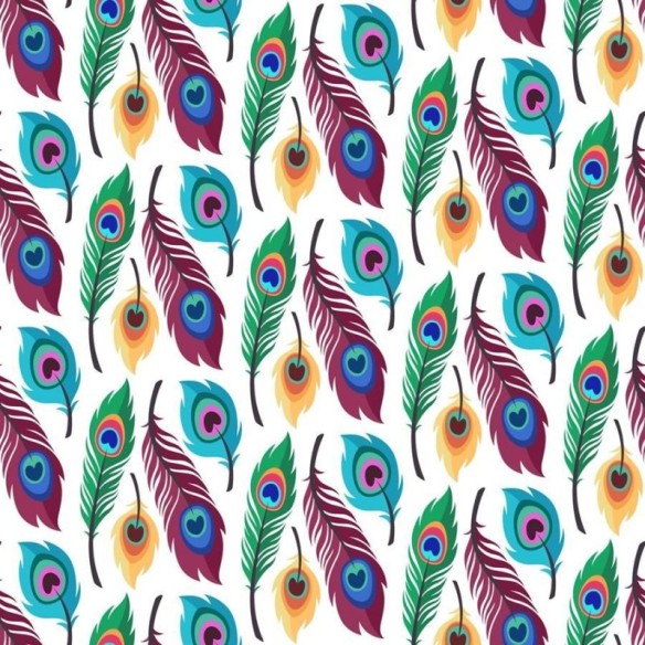 Papel de Parede Adesivo Penas de Pavão Coloridas N06135