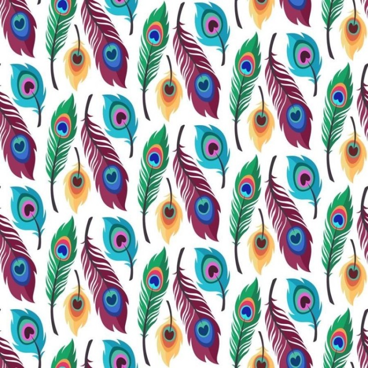 Papel de Parede Adesivo Penas de Pavão...