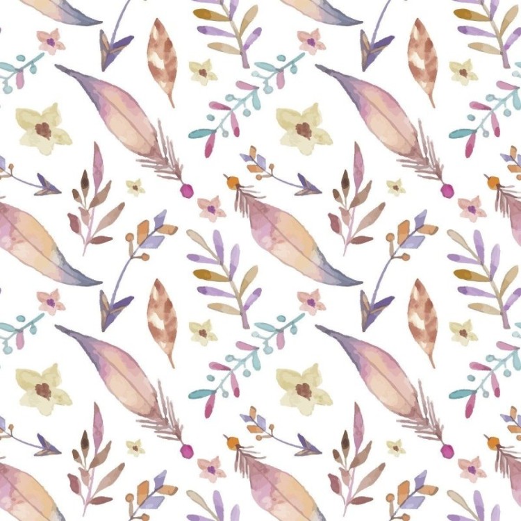 Papel de Parede Adesivo Penas e Folhas N012013