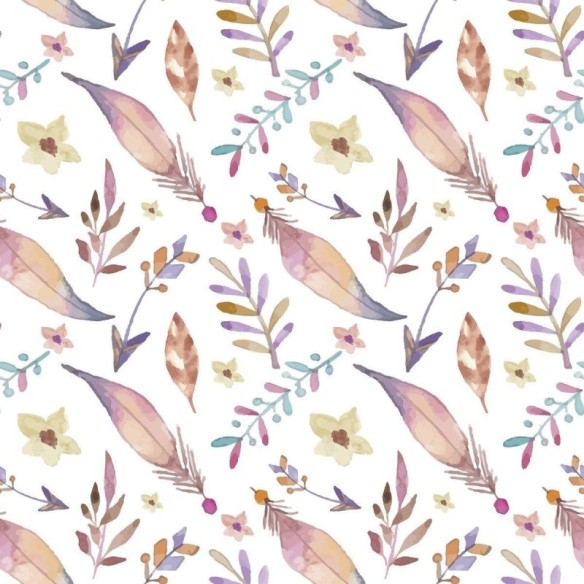 Papel de Parede Adesivo Penas e Folhas N012013