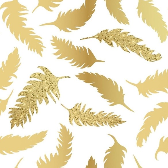 Papel de Parede Adesivo Penas Gold Glow N018094