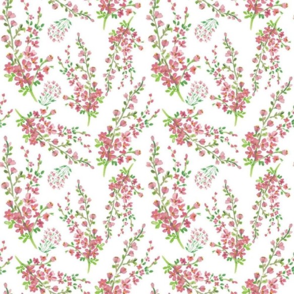 Papel de Parede Adesivo Pequenas Flores Aquarela Rosa N08055