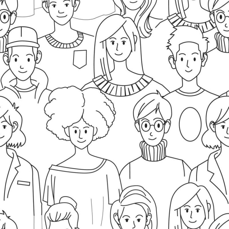 Papel de Parede Adesivo Pessoas para Colorir...