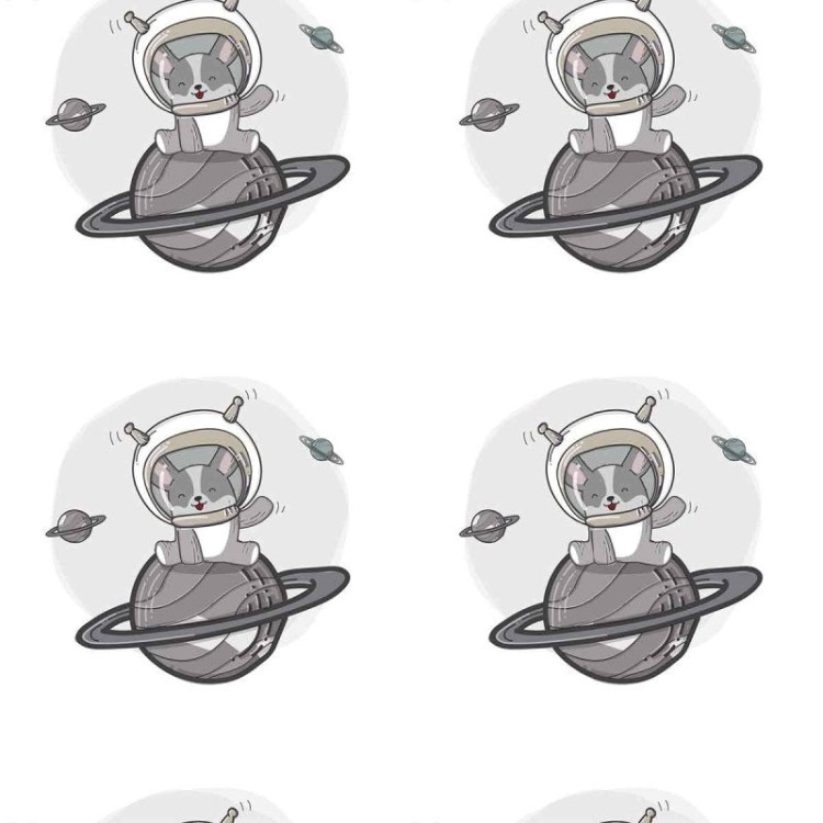 Papel de Parede Adesivo Pet Astronauta Cinza...