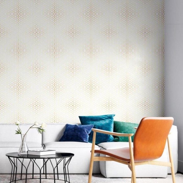Papel de Parede Adesivo Pétalas Amarelas fundo branco N08137