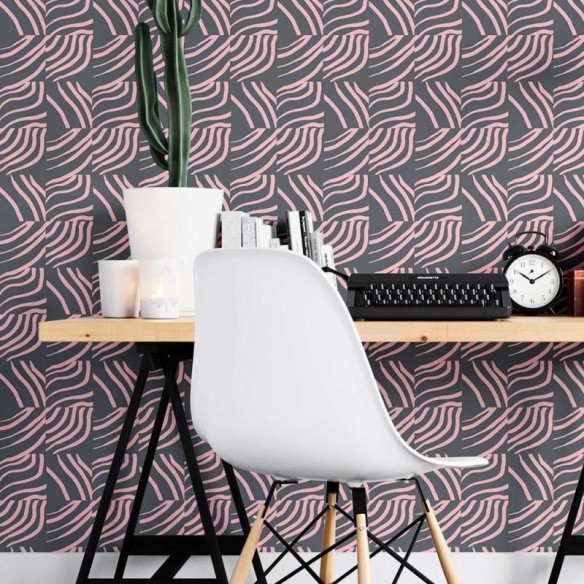 Papel de Parede Adesivo Pinceladas rosas N08212